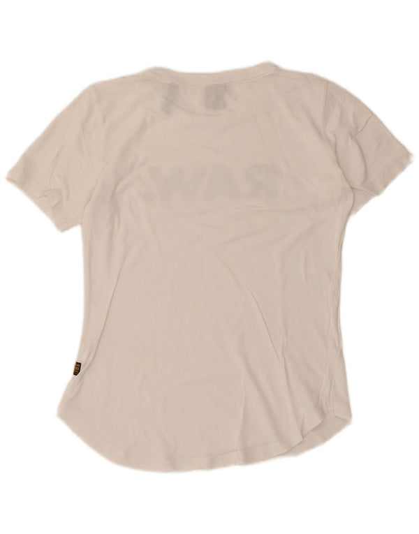 G-Star Dame Grafisk T-Shirt Top UK 6 XS Hvid