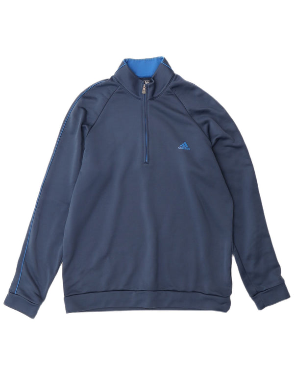 Adidas Herre Climalite Pullover med lynlås-hals Træningsdragt Top Medium Blue Polyester