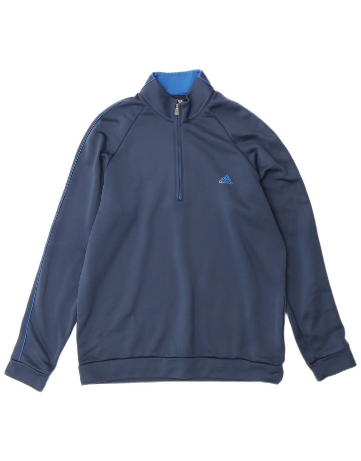 Adidas Herre Climalite Pullover med lynlås-hals Træningsdragt Top Medium Blue Polyester