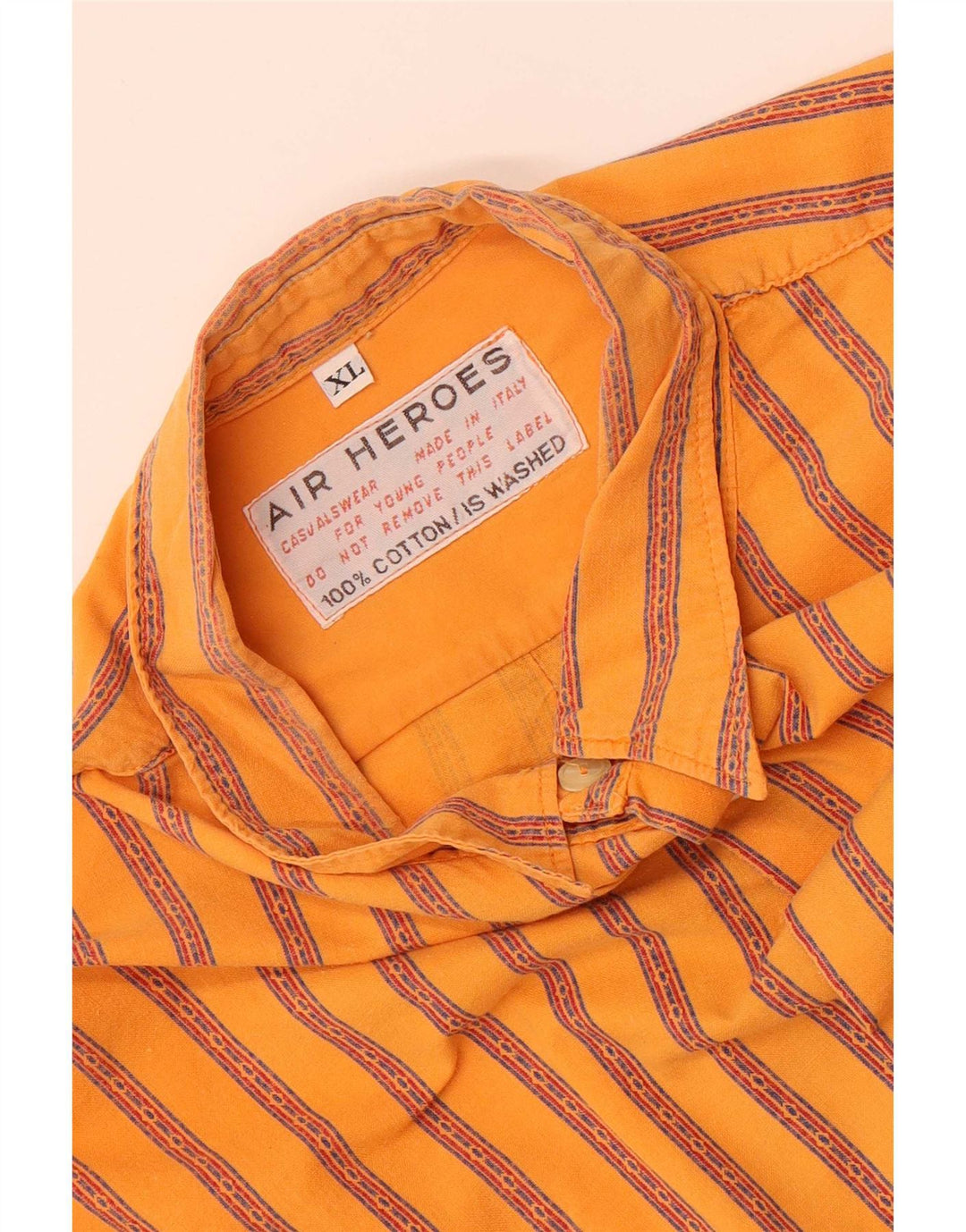 Vintage herreskjorte XL orange stribet bomuld