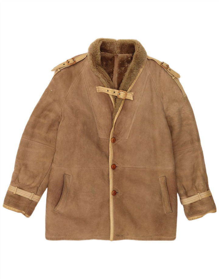Vintage Herre Shearling Jacket IT 52 XL Beige Shearling