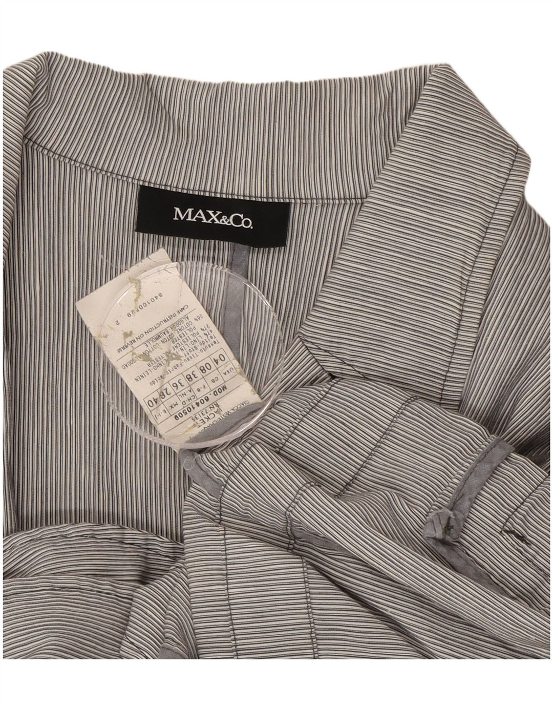 Max & Co. Dame 3/4-ærmet blazerjakke UK 8 Small Blue Pinstripe