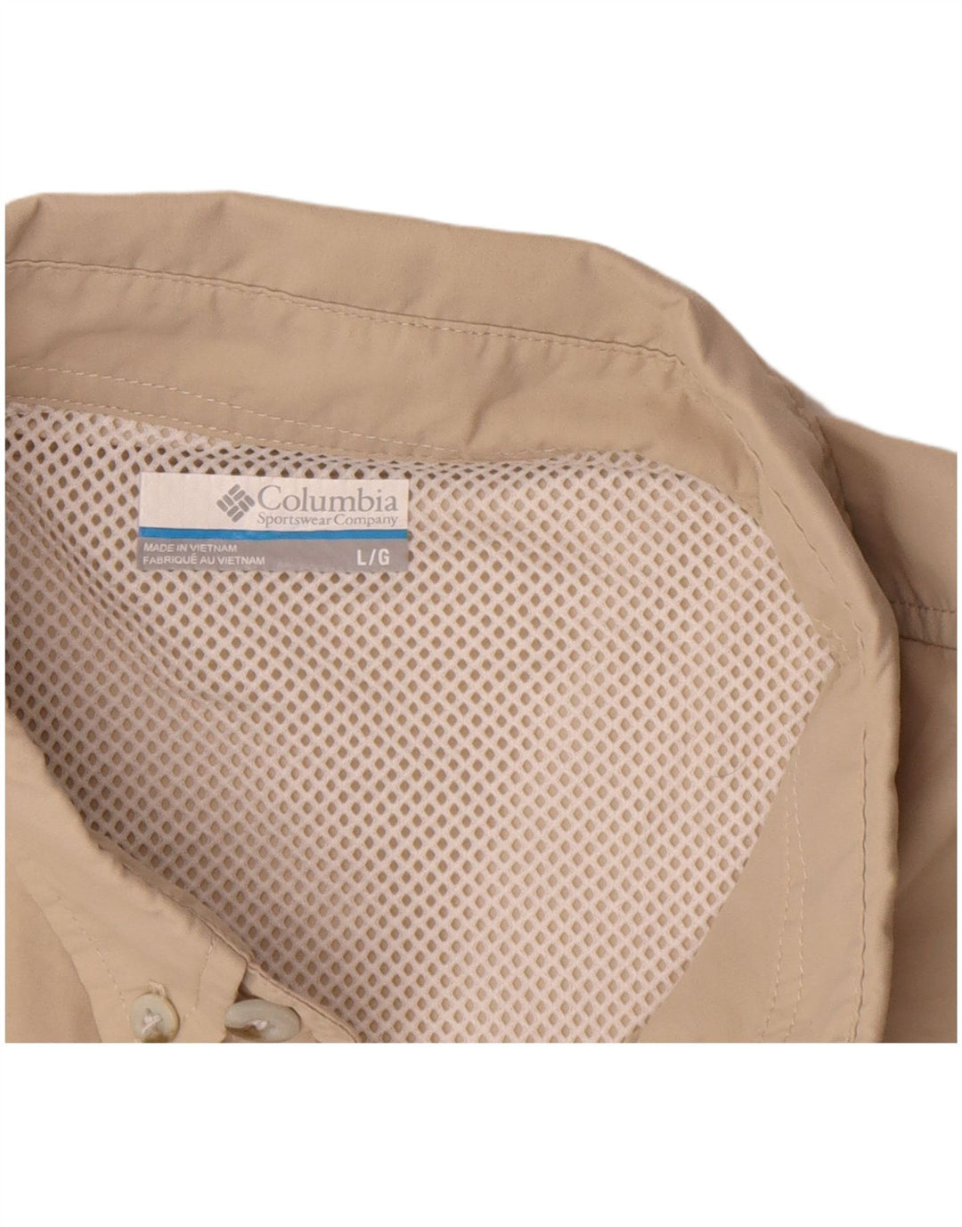 Columbia herreskjorte stor beige polyester