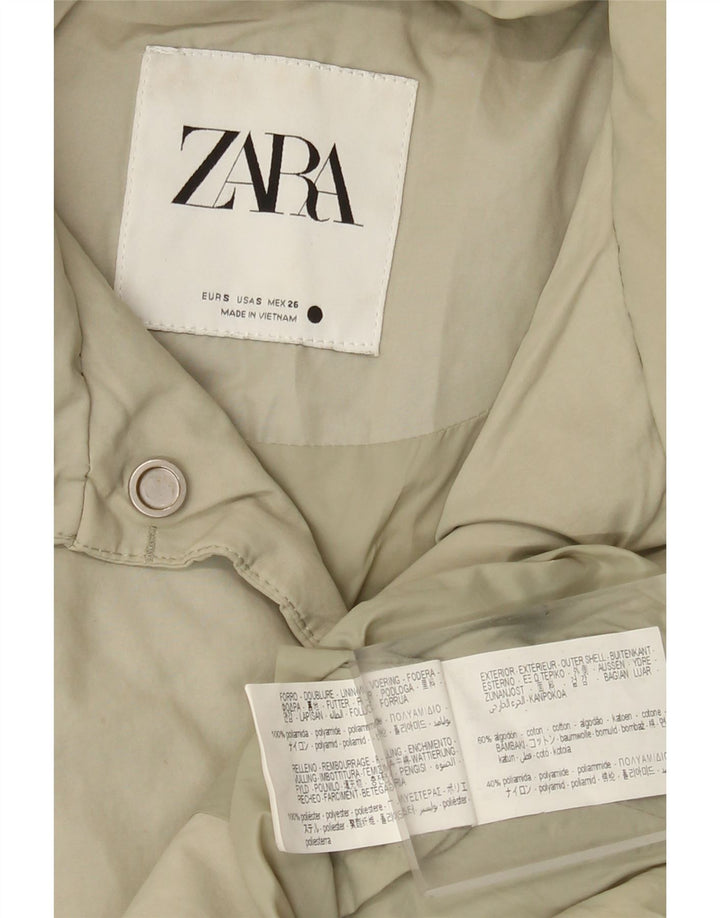Zara Dame Oversized Polstret Jakke UK 10 Lille Grå Bomuld