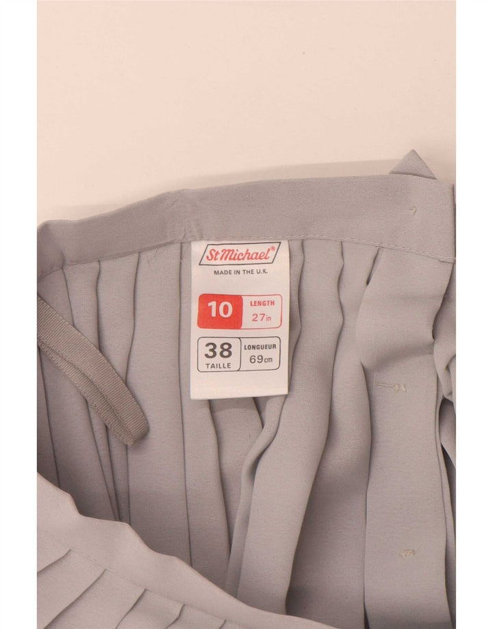 St Michael Kvinder Højtalje Plisseret Nederdel UK 10 Small W24 Grå Polyester