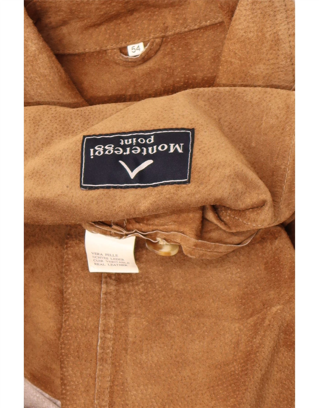 Montereggi Herre ruskindsjakke EU 54 2XL Beige Læder