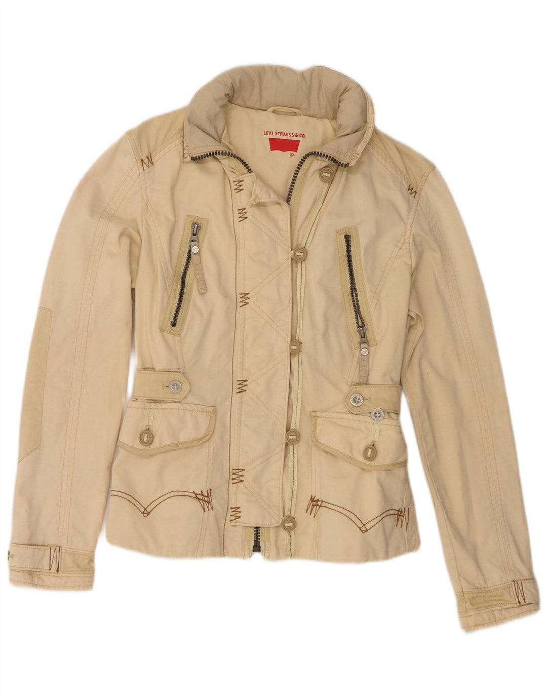 Levi's Grafisk hættejakke til kvinder UK 10 Lille beige bomuld