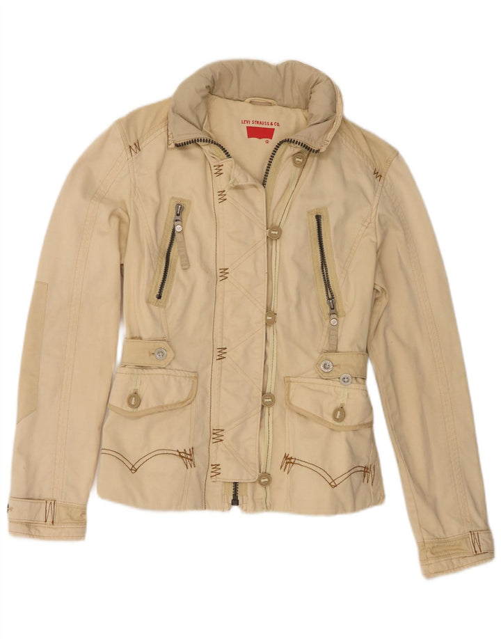 Levi's Grafisk hættejakke til kvinder UK 10 Lille beige bomuld