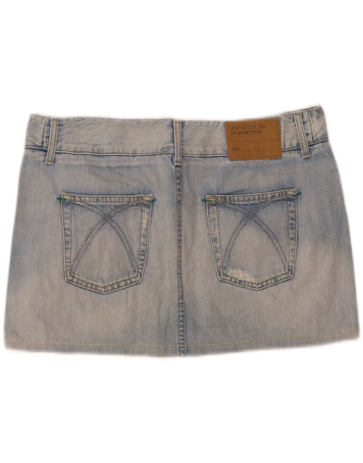 Benetton Dame Denim Mini Nederdel IT 46 Stor W35 Blå Bomuld