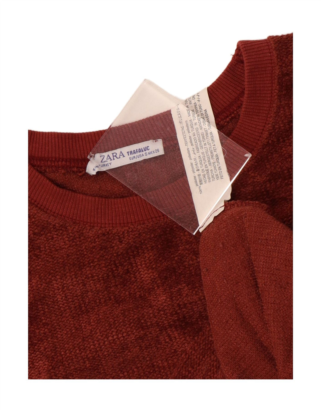 Zara Dame Oversized Boat Neck Jumper Sweater UK 10 Small Red Polyester