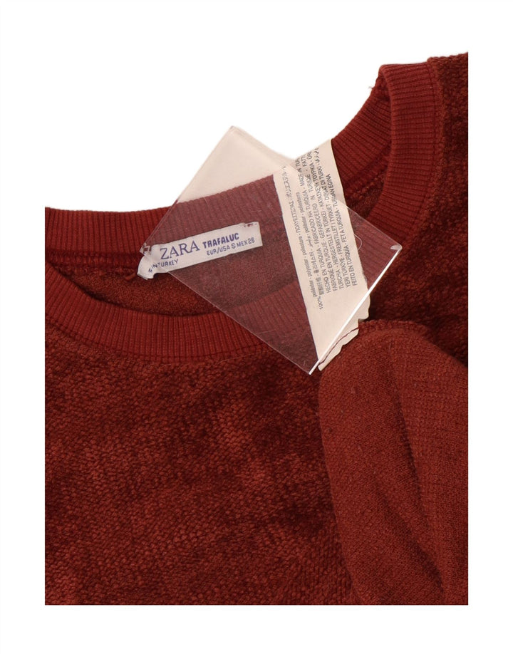 Zara Dame Oversized Boat Neck Jumper Sweater UK 10 Small Red Polyester