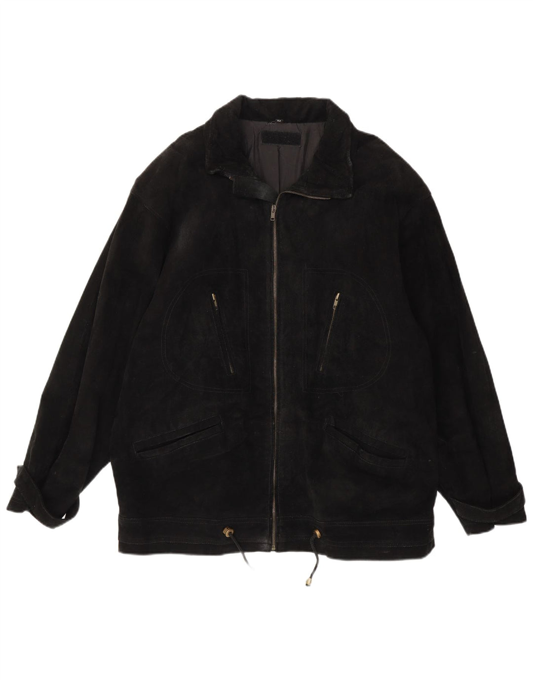 Vintage herre ruskindsjakke EU 52 XL sort læder