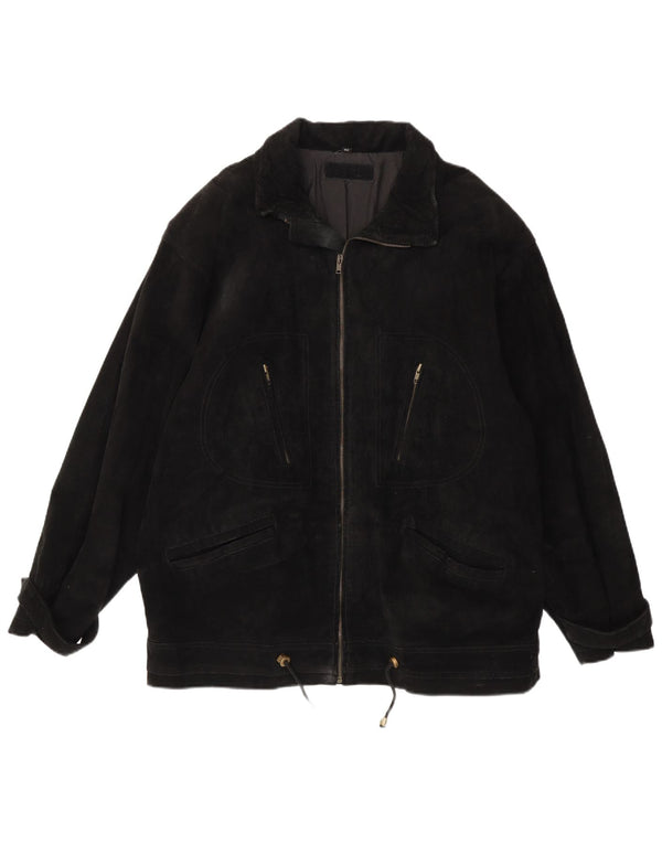 Vintage herre ruskindsjakke EU 52 XL sort læder