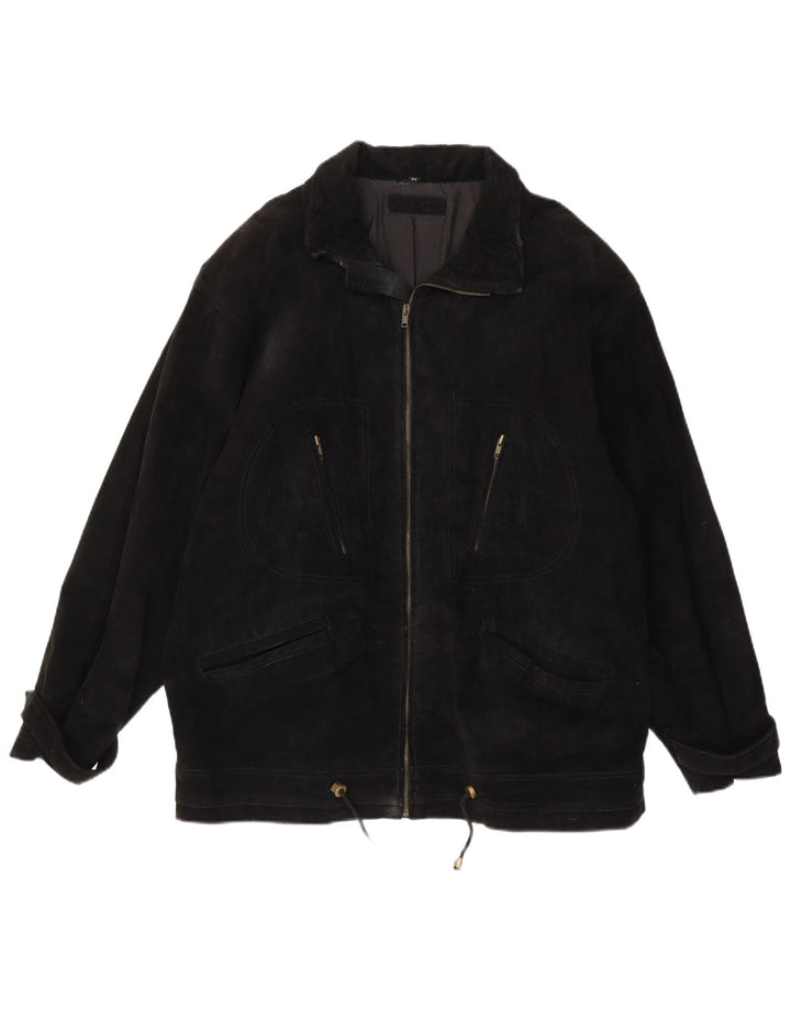 Vintage herre ruskindsjakke EU 52 XL sort læder