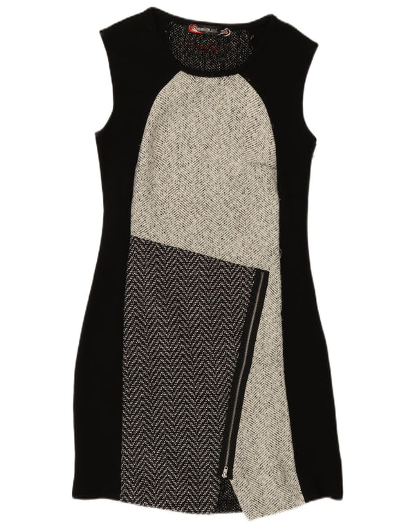 Desigual Kvinders Ærmeløs Skede Kjole EU 42 Large Black Colourblock
