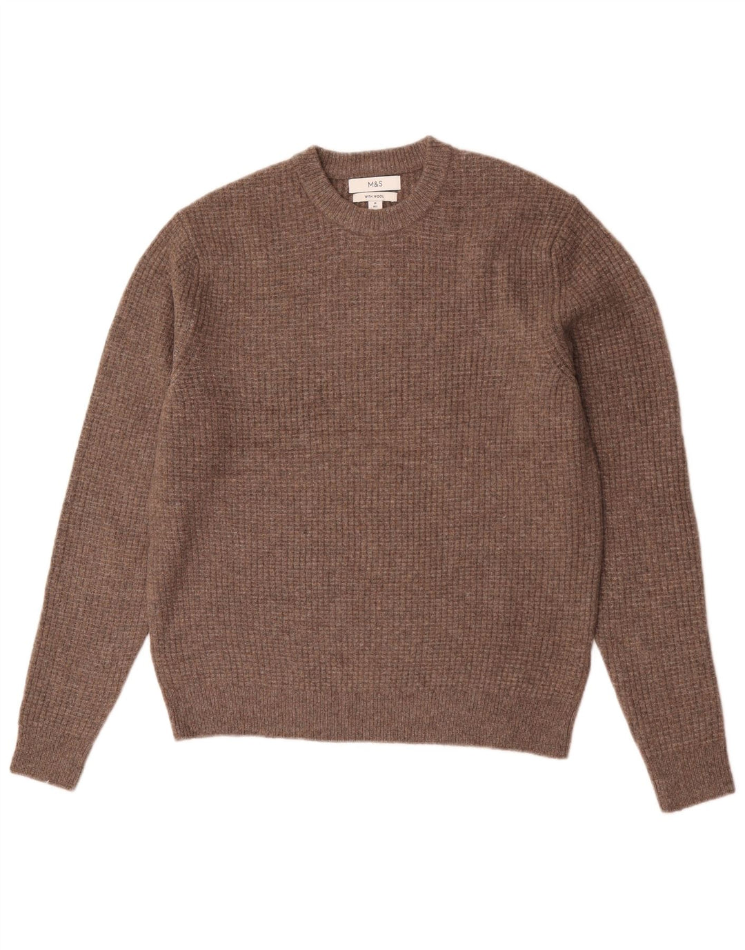 Marks & Spencer Herre sweater med rund hals, medium brun akryl