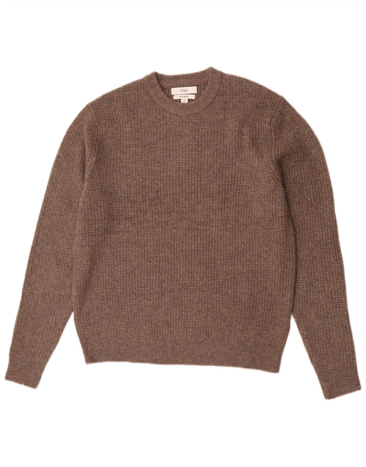 Marks & Spencer Herre sweater med rund hals, medium brun akryl