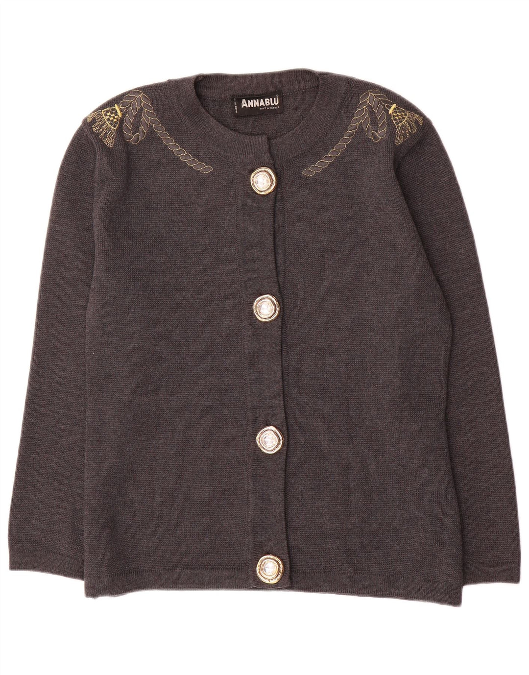 Vintage dame cardigan sweater UK 10 lille grå uld