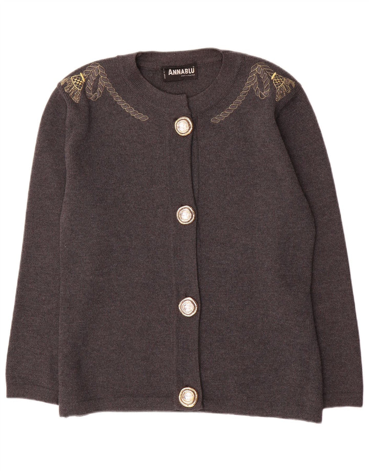 Vintage dame cardigan sweater UK 10 lille grå uld