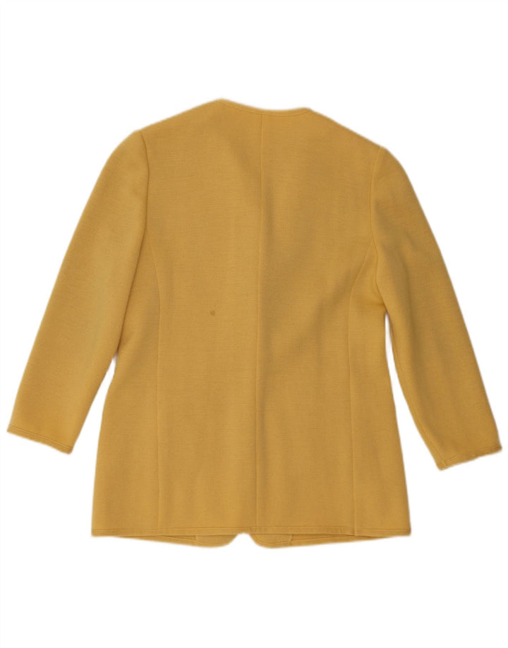 Luisa Spagnoli Dame 1 Knap Strik Blazer Jakke UK 10 Lille Gul Uld