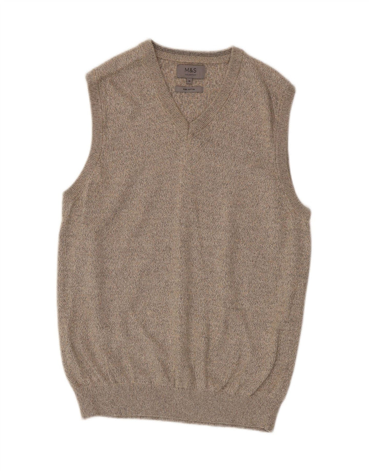 Marks & Spencer Herrevest Tank Top Medium Beige Flecked Bomuld