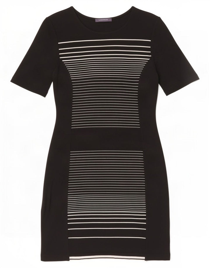 Marks & Spencer Kvinders Skede Kjole UK 14 Medium Sort Stribet