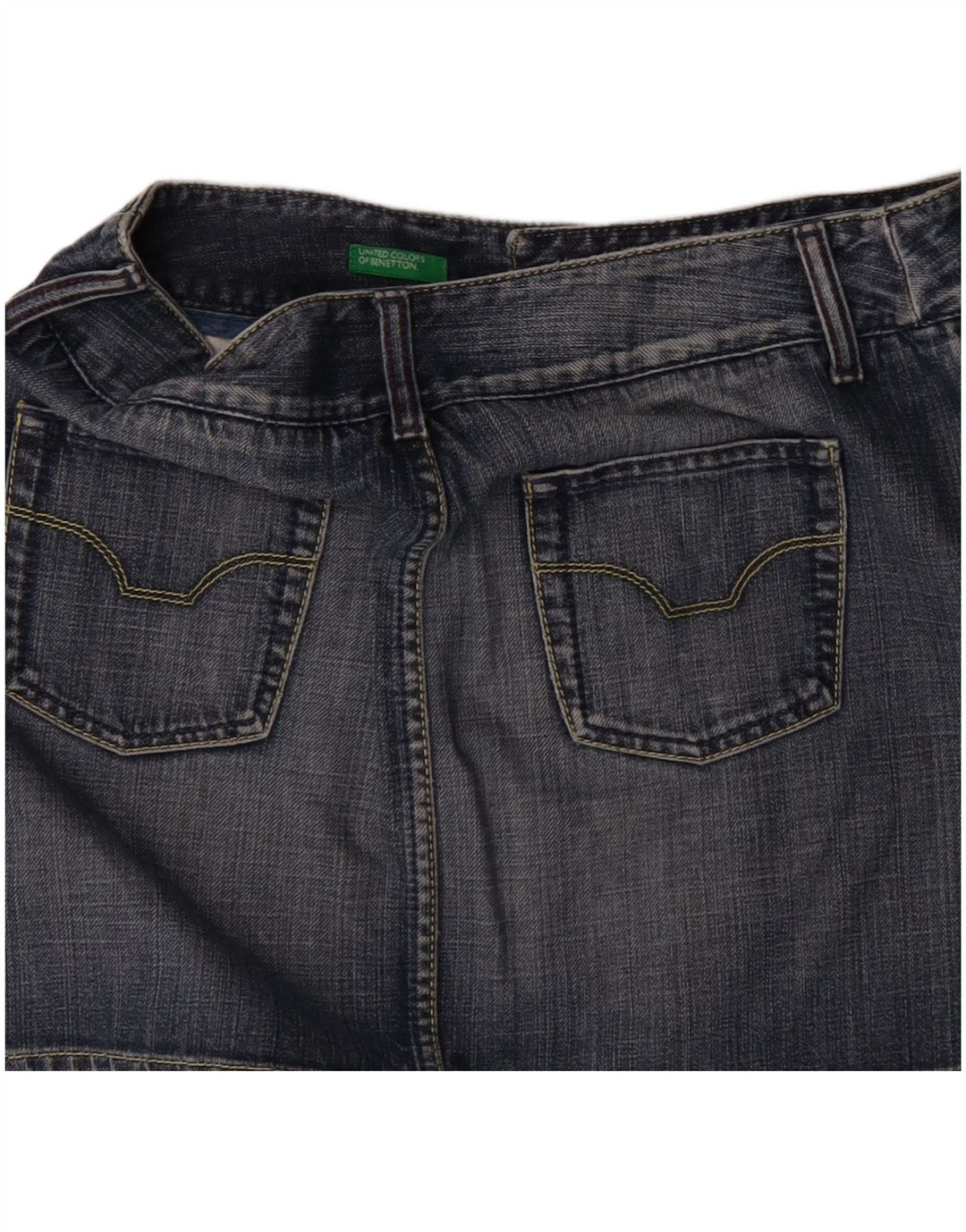 Benetton Dame Mini Denim Nederdel IT 44 Medium W32 Blå Bomuld