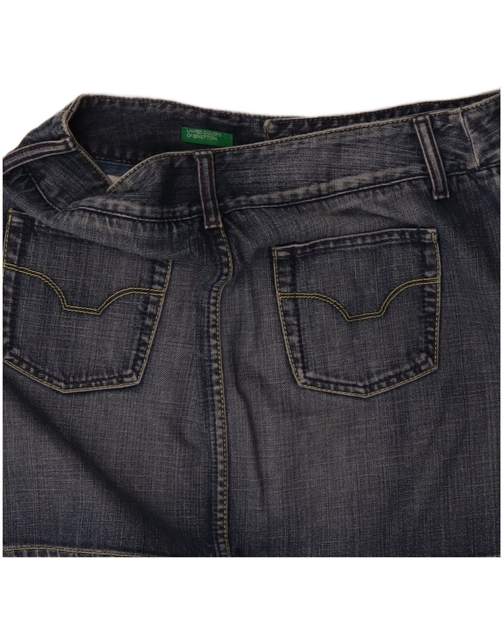Benetton Dame Mini Denim Nederdel IT 44 Medium W32 Blå Bomuld