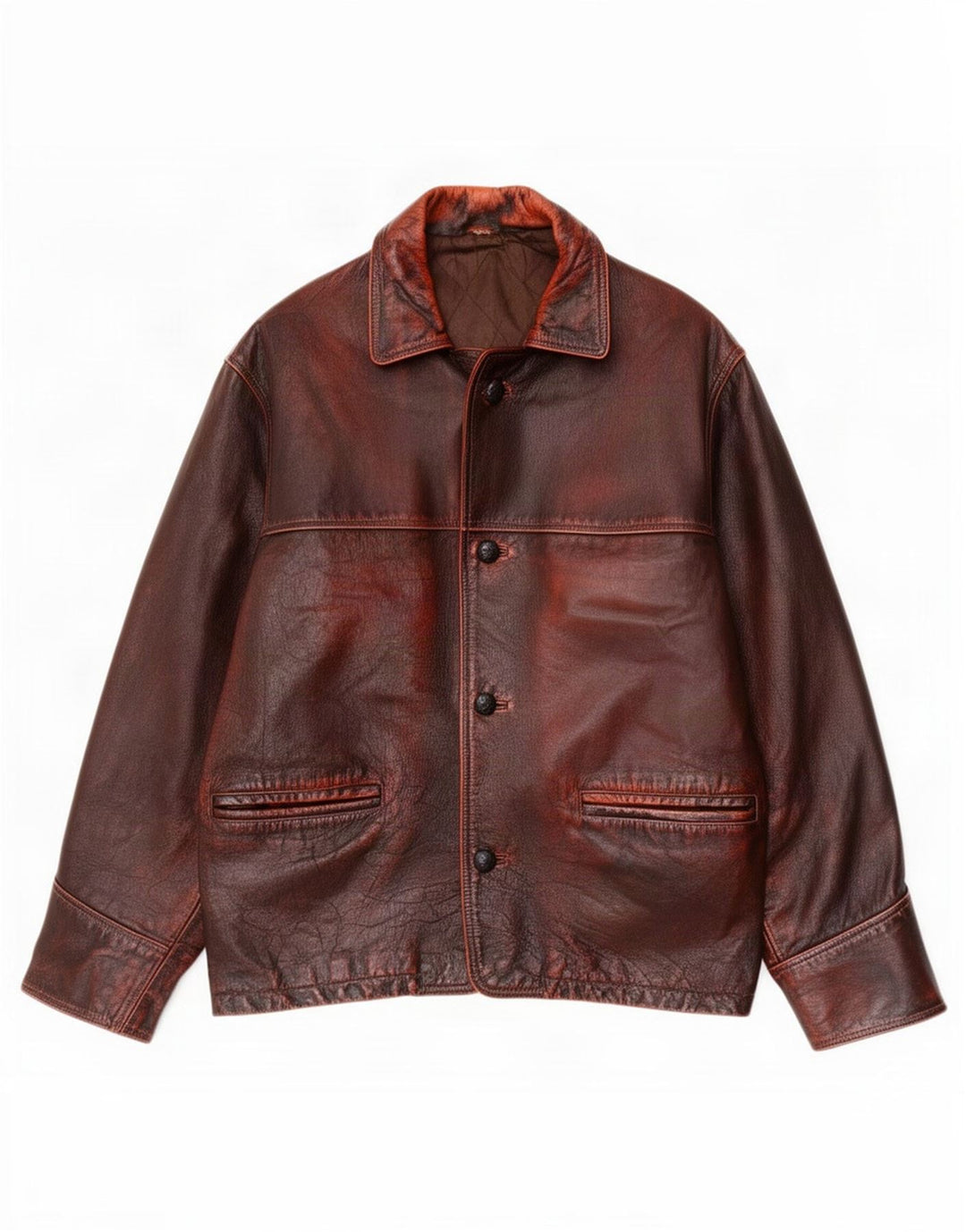 Vintage herre læderjakke IT 52 XL Brun