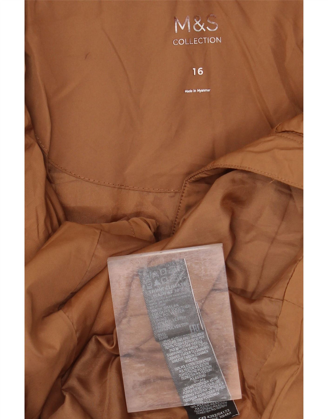 MARKS & SPENCER Womens Padded Coat UK 16 Large  Brown Polyester