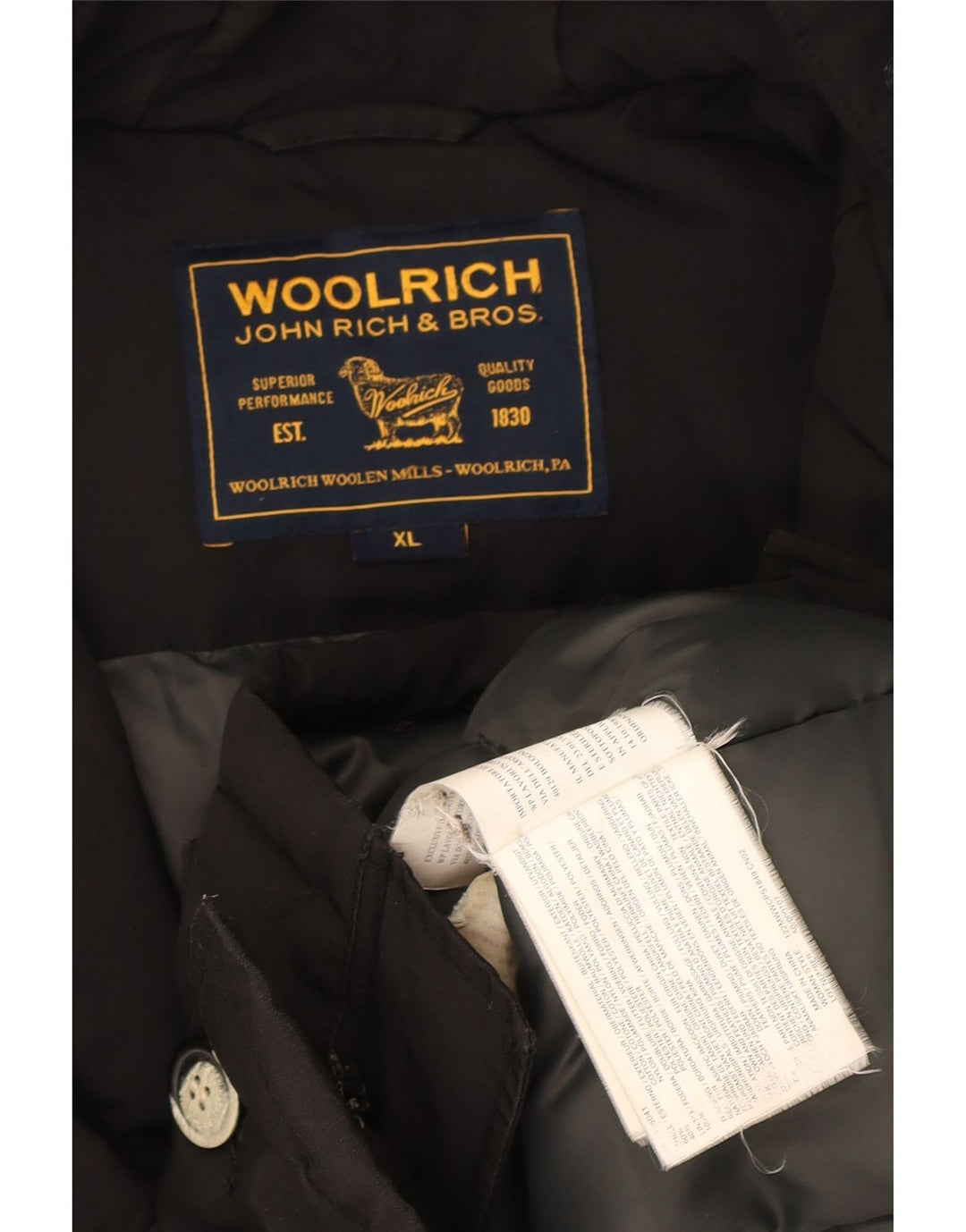Woolrich Dame Hætte Oversized Polstret Jakke UK 18 XL Sort Bomuld