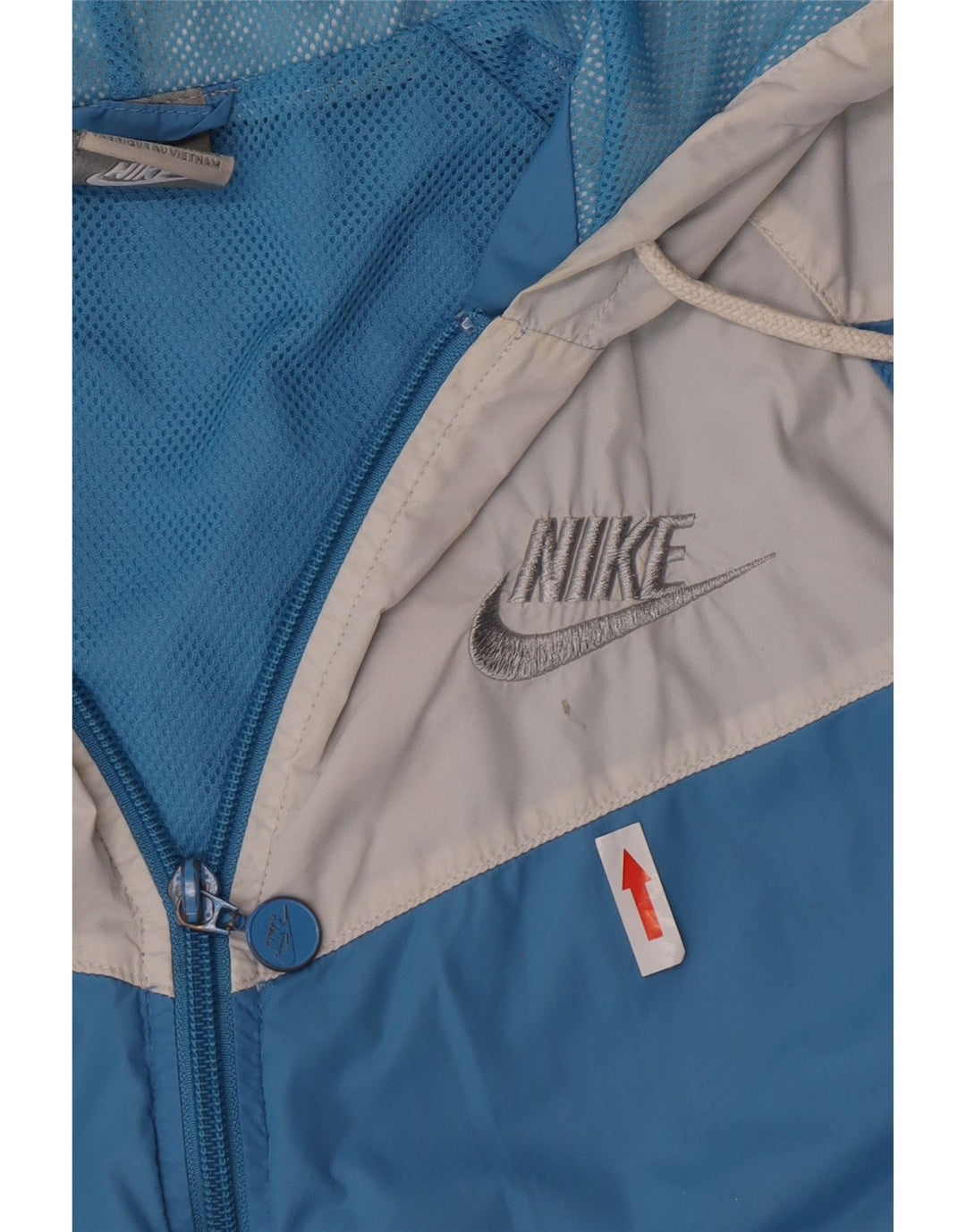Nike regnjakke med hætte til kvinder UK 10/12 Medium Blue Colourblock Nylon