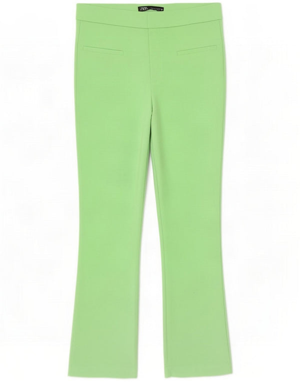 Zara Dame Crop Bootcut Casual Bukser Medium W28 L26 Grøn Bomuld