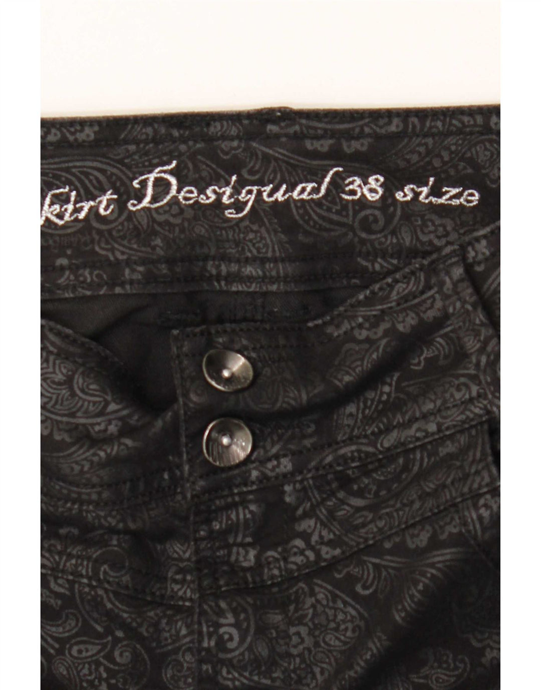 Desigual Pencil Nederdel til kvinder EU 38 Medium W28 Sort Paisley