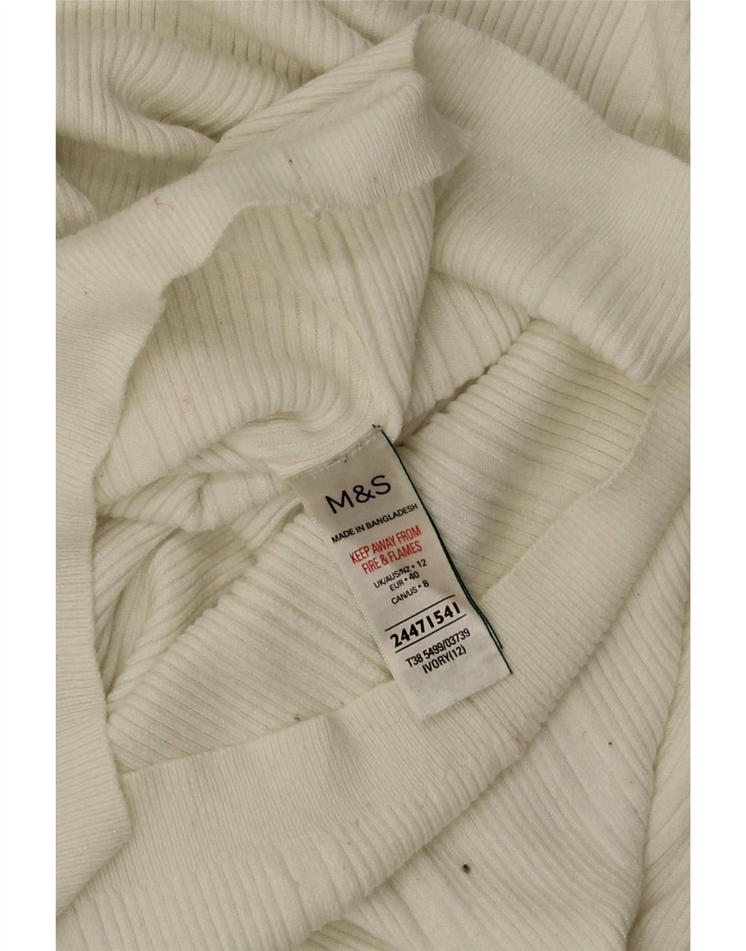 Marks & Spencer Dame Rullehalstrøje UK 12 Medium Off White