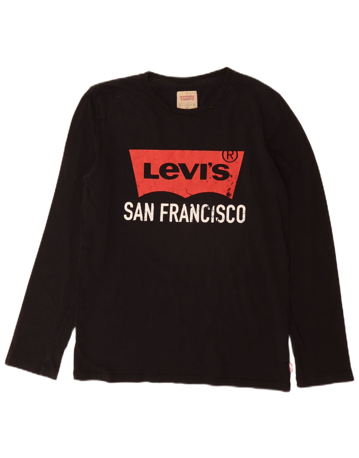 LEVI'S drenge grafisk top langærmet 15-16 år sort bomuld