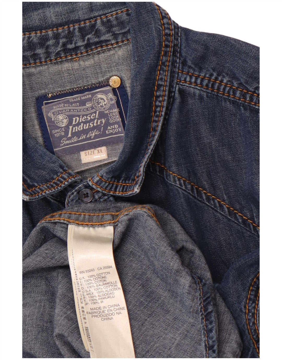 DIESEL Herre Denim Shirt XL Blå Bomuld