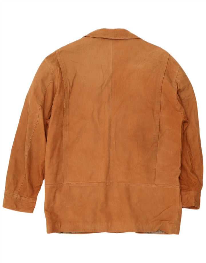 VINTAGE Mens Leather Jacket IT 50 Large Brown Leather