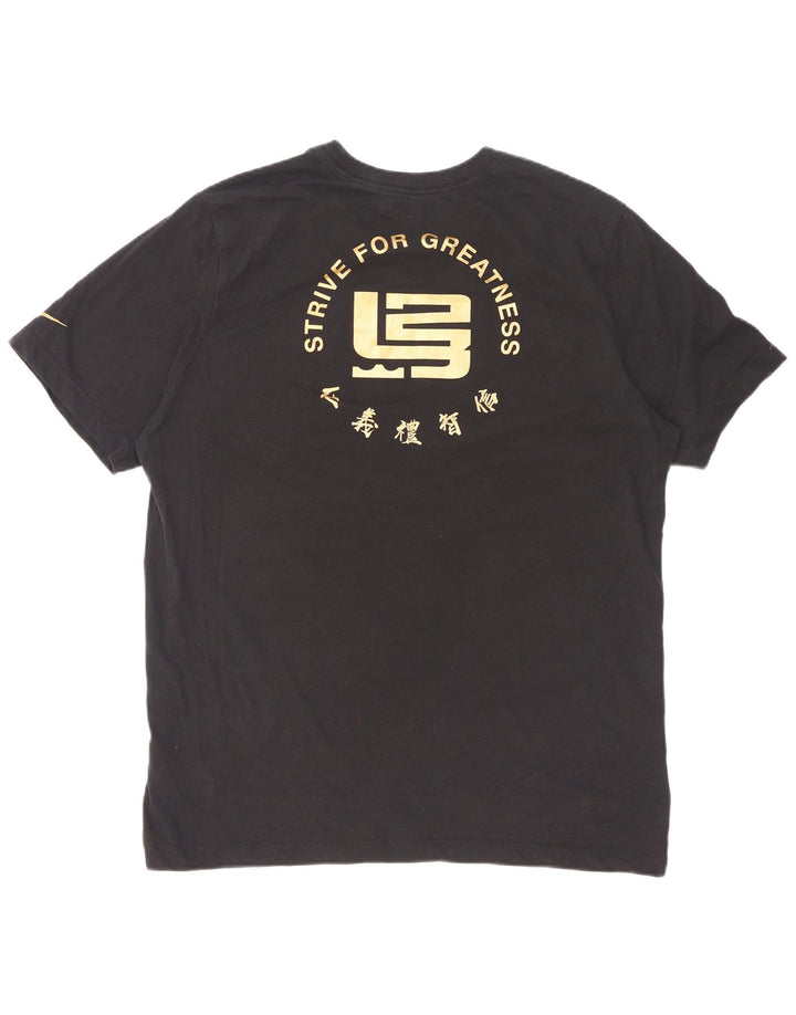 Nike Herre Dri Fit Grafisk T-Shirt Top Stor Sort Bomuld
