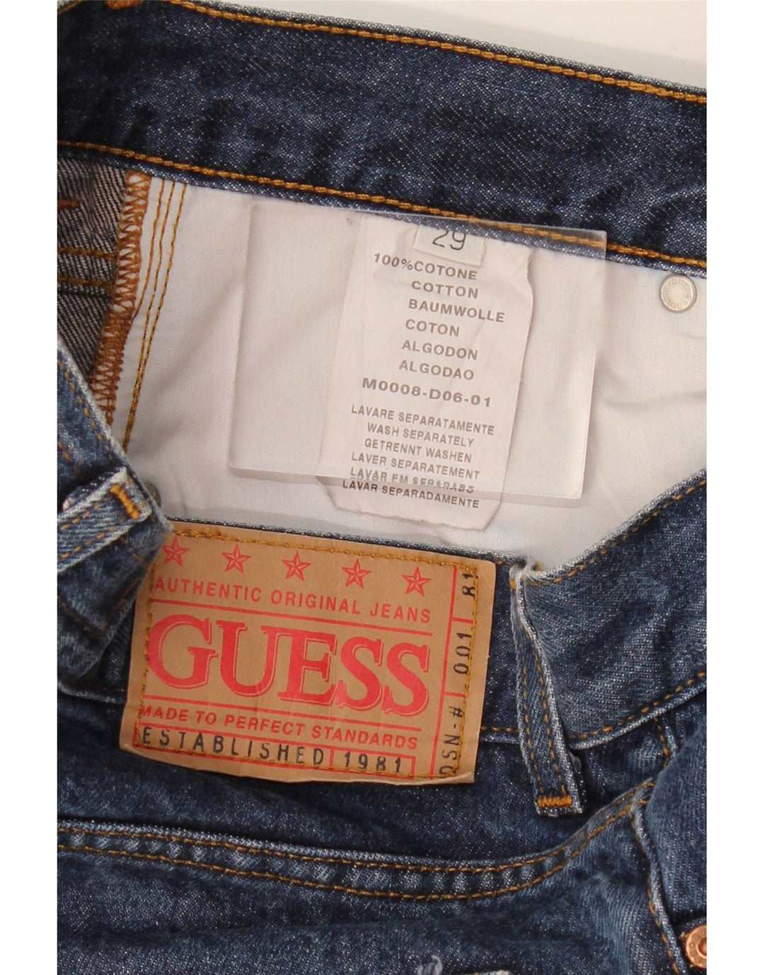GUESS Straight jeans til mænd W29 L30 Marineblå bomuld