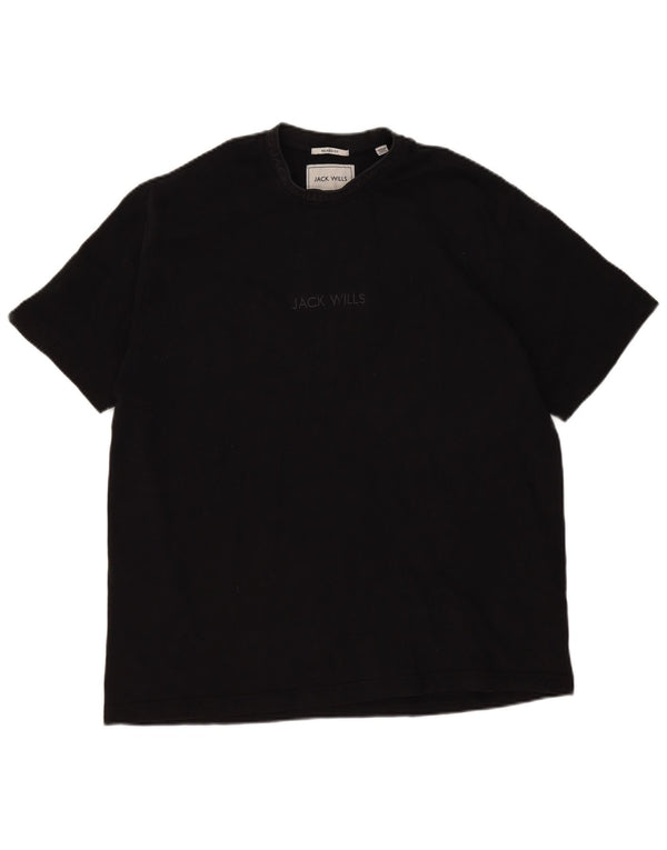 Jack Wills Herre Relaxed Fit Grafisk T-Shirt Top Stor Sort Bomuld