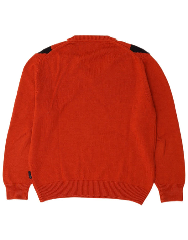 Re Del Mare Herre V-hals sweater Medium Orange Argyle/Diamond Wool
