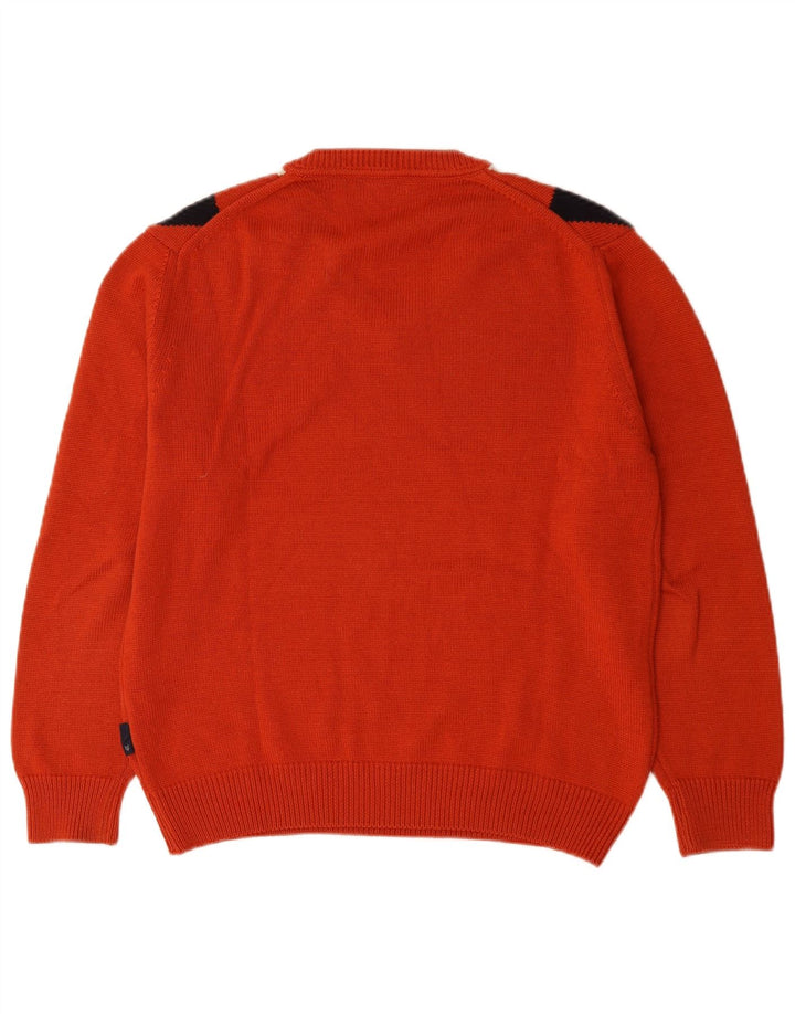 Re Del Mare Herre V-hals sweater Medium Orange Argyle/Diamond Wool