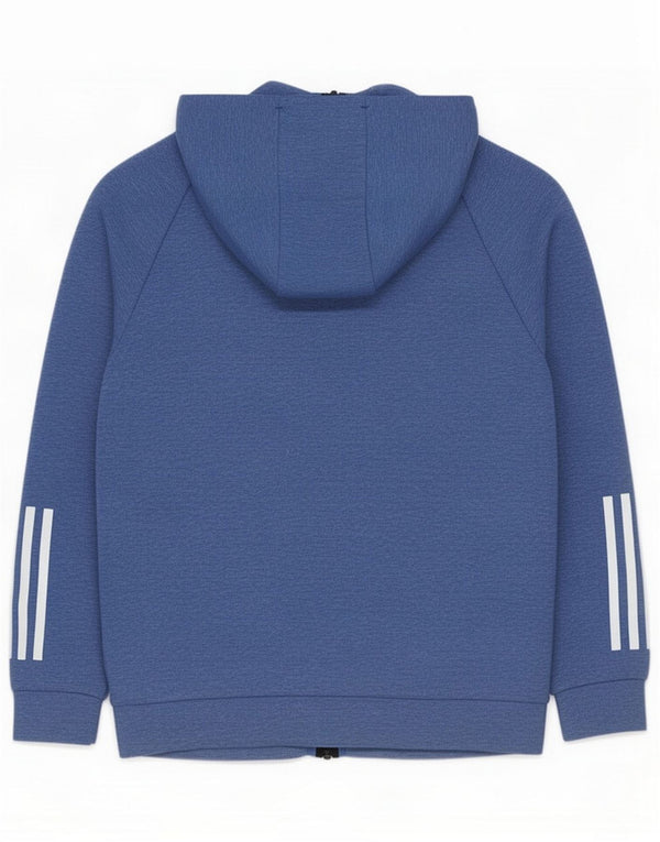 Adidas Boys Zip Hoodie Sweater 13-14 Years Blue Flecked Cotton