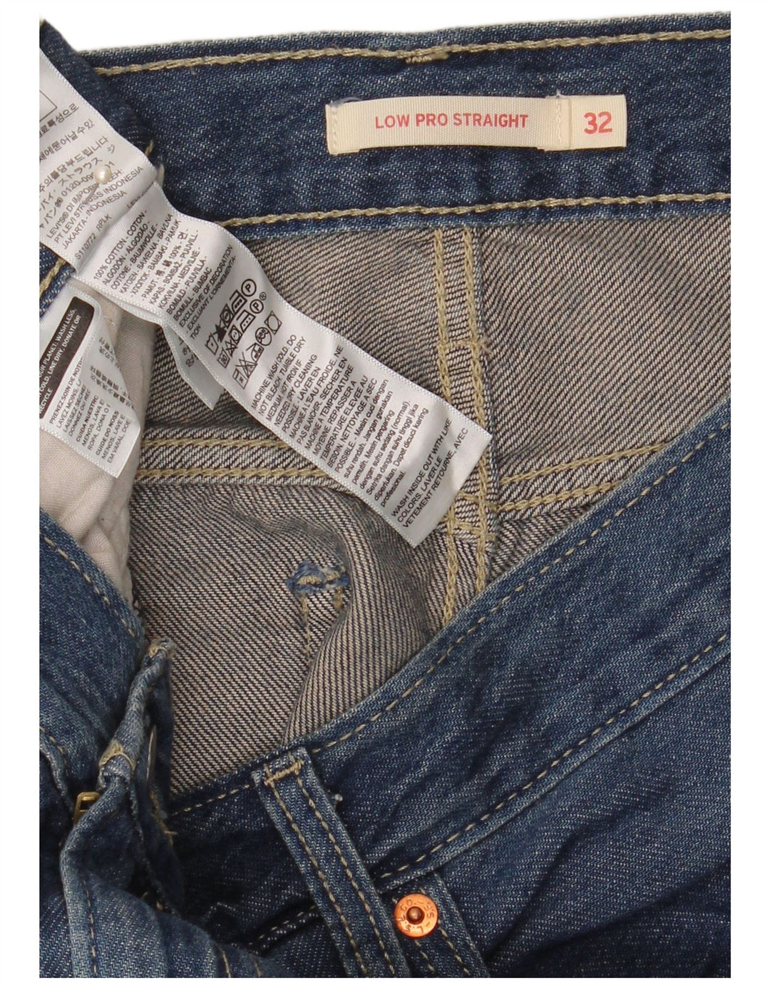 Levi's Herre Low Pro Straight Jeans W32 L32 Blå Bomuld