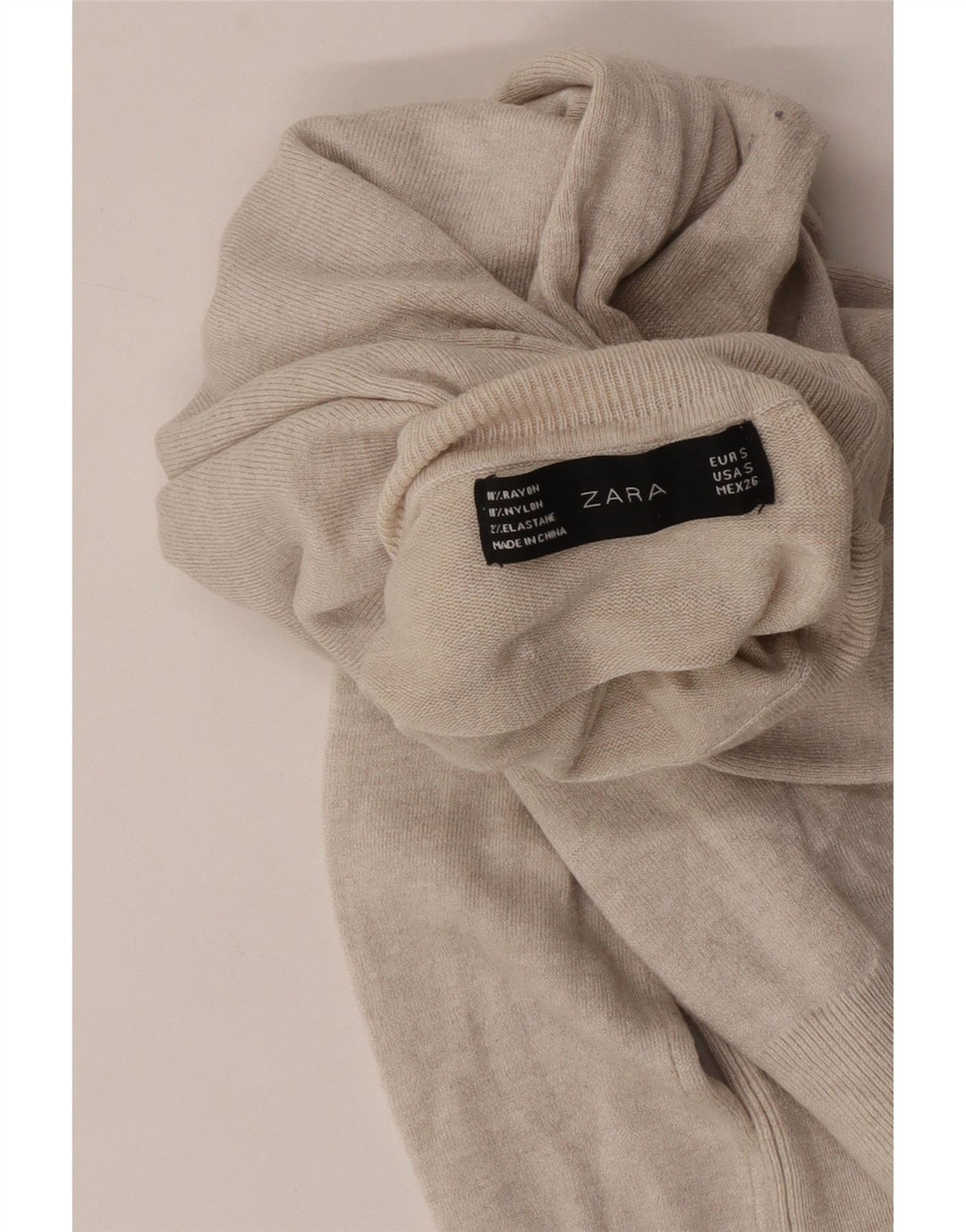 Zara Dame Roll Neck Jumper Sweater UK 10 Small Beige Rayon