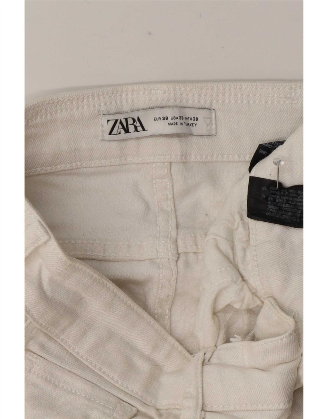 Zara Mens Distressed Slim Jeans EU 38 Small W30 L27 White Bomuld