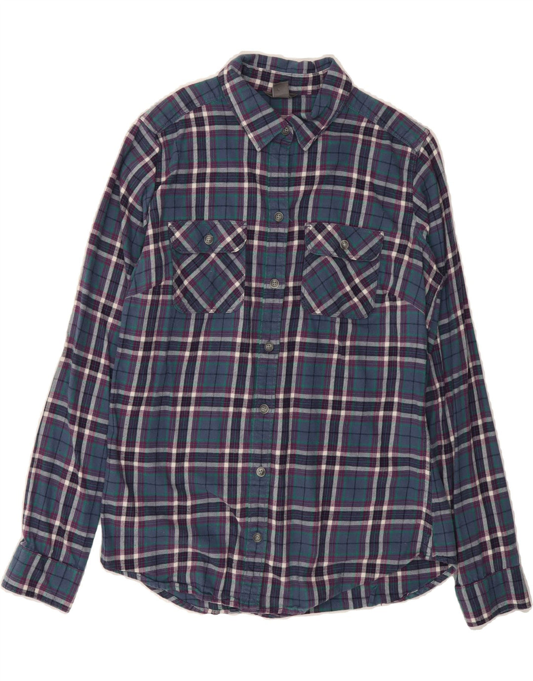 EDDIE BAUER Womens Flannel Shirt UK 10 Small Blue Check Cotton Vintage Eddie Bauer and Second-Hand Eddie Bauer from Messina Hembry 