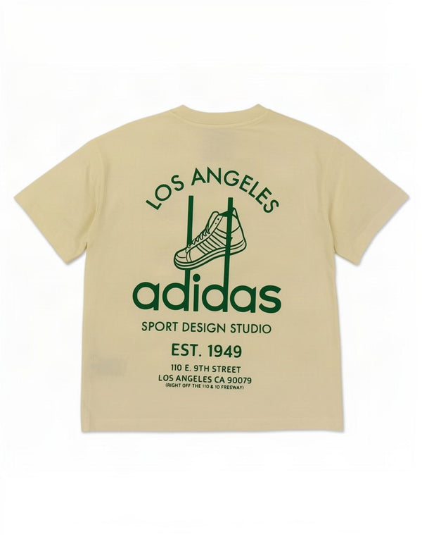 Adidas Herre Loose Fit Grafisk T-Shirt Top XS Gul Bomuld