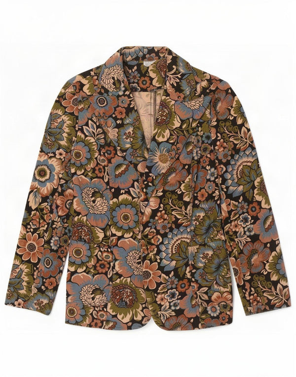 Vintage Dame Open Blazer Jacket IT 42 Medium Multicolored Floral
